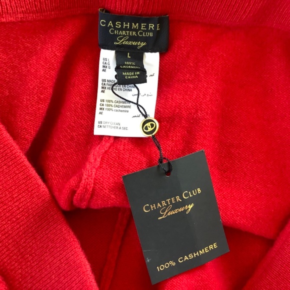 Charter Club Cashmere Ankle Pants Wide Leg High Rise Calypso Red Size Large - Picture 11 of 13